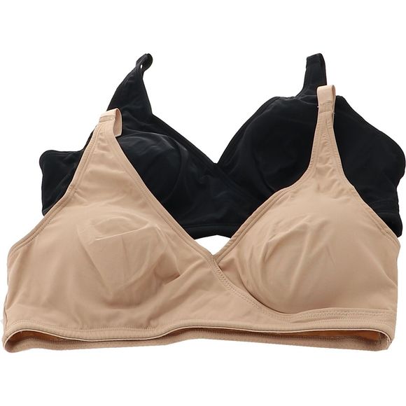 Rhonda Shear Other - Rhonda Shear 2Pc Butterknit Wrap Bra Removable Pads BLACK BEIGE 7610818